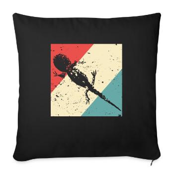 Salamander Gecko retro Style - Sofakissenbezug 45 x 45 cm - Schwarz - Vorne