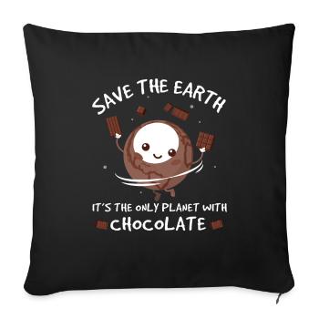 Save the Earth - Save the Earth Planet with Chocolate - Sofa pillowcase 17,3'' x 17,3'' (45 x 45 cm) - black - Front
