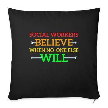 Travailleur social travailleur social travailleur social - Housse de coussin décorative 45 x 45 cm - noir - Devant