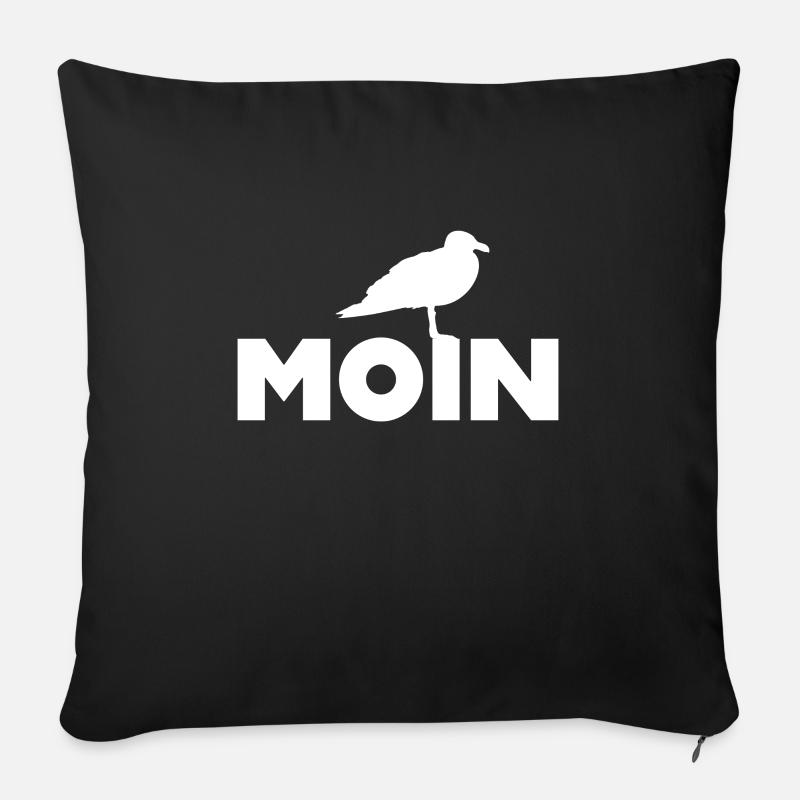 Moin Möwe Geschenk Norddeutsch Nordlichter - Sofakissenbezug 45 x 45 cm - Schwarz
