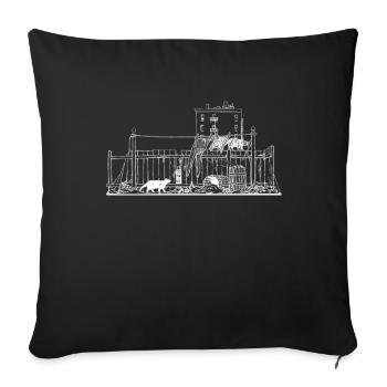 Chats dans la cour. Idée cadeau pour amis chat - Housse de coussin décorative 45 x 45 cm - noir - Devant