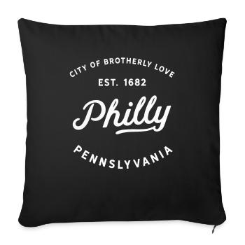 Vintage Philly Ville De L'amour Frère Philadelphie - Housse de coussin décorative 45 x 45 cm - noir - Devant