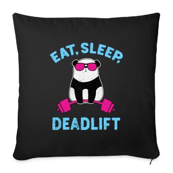 Panda Deadlift Workout Haltérophilie Culturisme - Housse de coussin décorative 45 x 45 cm - noir - Devant