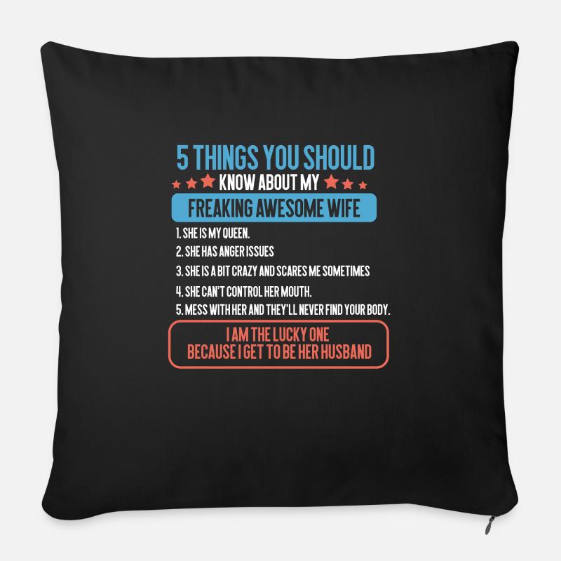 5THINGS YOU SHOULD WIFE - Housse de coussin décorative 45 x 45 cm - noir