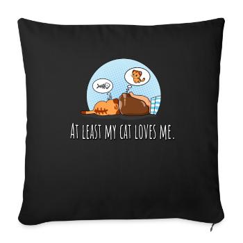 Au moins mon chat m’aime - Cat Owner Dreaming - Housse de coussin décorative 45 x 45 cm - noir - Devant