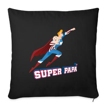 Super Papa Funny Superhero Gift for Daddy T Shirt - Sofa pillowcase 17,3'' x 17,3'' (45 x 45 cm) - black - Front