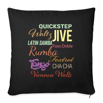 Mots de danse de salon - Waltz Jive Samba Paso Doble - Housse de coussin décorative 45 x 45 cm - noir - Devant