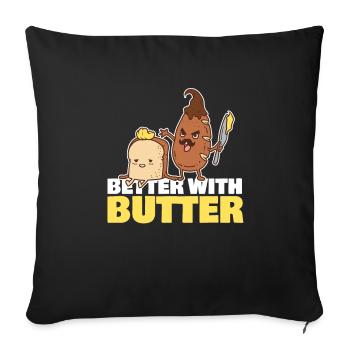 Better With Butter Bread & Pan Cool Mustache Knife - Sofa pillowcase 17,3'' x 17,3'' (45 x 45 cm) - black - Front