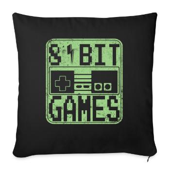 8 bit retro 80 er Gaming T-Shirt - Sofakissenbezug 45 x 45 cm - Schwarz - Vorne