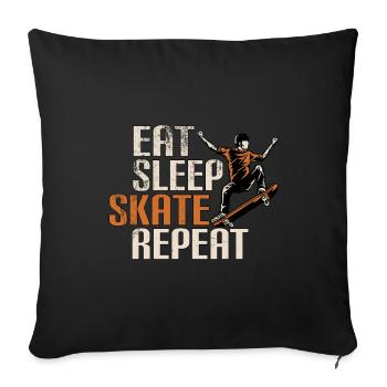 Eat Sleep Skate Repeat Funny Gift for - Sofa pillowcase 17,3'' x 17,3'' (45 x 45 cm) - black - Front