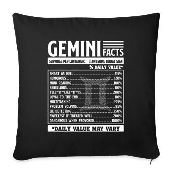 Gemini Gemini Zodiac Facts - Sofa pillowcase 17,3'' x 17,3'' (45 x 45 cm) - black - Front