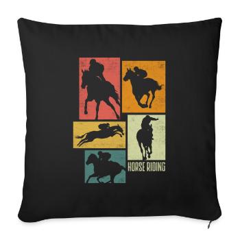 Equestrianism Equestrian Horse Riding Silhouettes - Sofakissenbezug 45 x 45 cm - Schwarz - Vorne