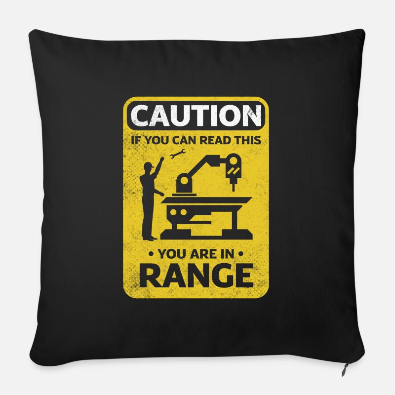 Cnc Machinist Metalworker Machining Caution Funny - Sofa pillowcase 17,3'' x 17,3'' (45 x 45 cm) - black