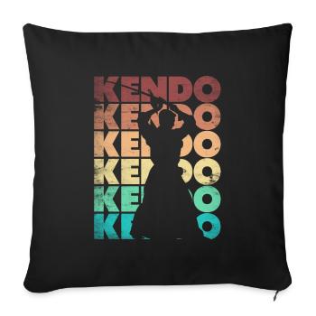 Kendo Japanese Martial Arts Kenjutsu Kendo Kendok - Sofa pillowcase 17,3'' x 17,3'' (45 x 45 cm) - black - Front