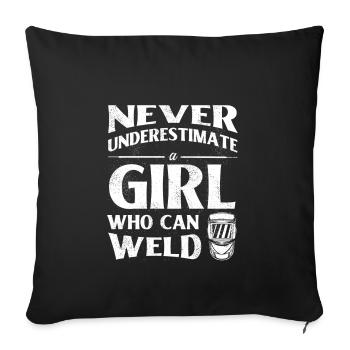 Soudeur Soudeur Métallurgiste Femme Soudeur - Housse de coussin décorative 45 x 45 cm - noir - Devant