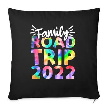 Road trip en famille 2022 Voyage en voiture - Housse de coussin décorative 45 x 45 cm - noir - Devant