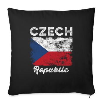 Drapeau de la République tchèque Vintage - Drapeau tchèque - Housse de coussin décorative 45 x 45 cm - noir - Devant
