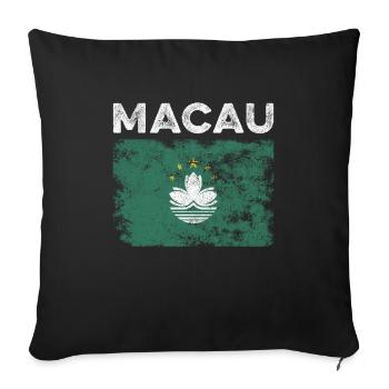 Macau Flag Distressed - Macanese Flag - Sofa pillowcase 17,3'' x 17,3'' (45 x 45 cm) - black - Front
