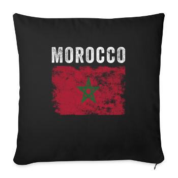 Drapeau marocain en détresse - Drapeau marocain - Housse de coussin décorative 45 x 45 cm - noir - Devant