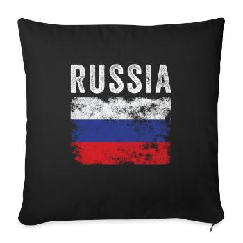 Drapeau russe en détresse - Drapeau russe - Housse de coussin décorative 45 x 45 cm - noir - Devant