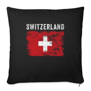 Switzerland Flag Distressed - Swiss Flag - Sofa pillowcase 17,3'' x 17,3'' (45 x 45 cm) - black - Front