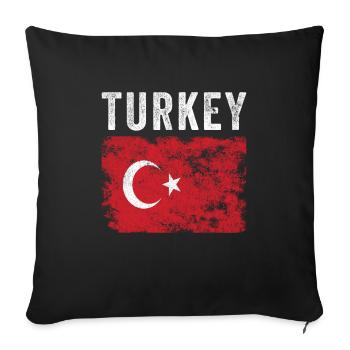 Drapeau turc en détresse - Drapeau turc - Housse de coussin décorative 45 x 45 cm - noir - Devant