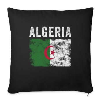 Drapeau algérien en détresse - Drapeau algérien - Housse de coussin décorative 45 x 45 cm - noir - Devant