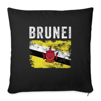 Brunei Flag Distressed - Bruneian Flag - Sofa pillowcase 17,3'' x 17,3'' (45 x 45 cm) - black - Front