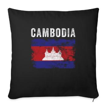 Drapeau du Cambodge Drapeau cambodgien en détresse - Housse de coussin décorative 45 x 45 cm - noir - Devant