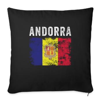Andorra Flag Distressed - Andorran Flag - Sofa pillowcase 17,3'' x 17,3'' (45 x 45 cm) - black - Front