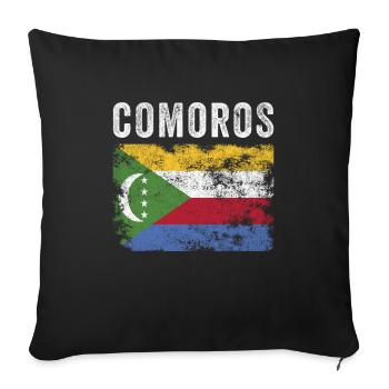 Comoros Flag Distressed - Comoran Flag - Sofa pillowcase 17,3'' x 17,3'' (45 x 45 cm) - black - Front