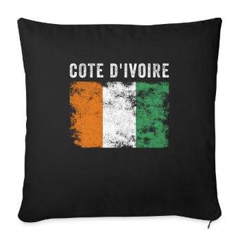 Côte d’Ivoire Drapeau Vintage Drapeau Ivoirien - Housse de coussin décorative 45 x 45 cm - noir - Devant
