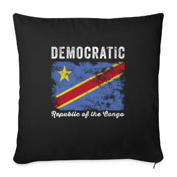 Drapeau de la République démocratique du Congo - Housse de coussin décorative 45 x 45 cm - noir - Devant