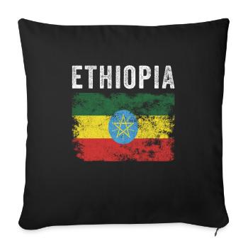 Ethiopia Flag Distressed Ethiopian Flag - Sofa pillowcase 17,3'' x 17,3'' (45 x 45 cm) - black - Front