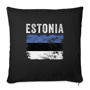 Drapeau estonien en détresse - Drapeau estonien - Housse de coussin décorative 45 x 45 cm - noir - Devant