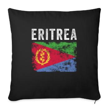 Drapeau érythréen en détresse - Drapeau érythréen - Housse de coussin décorative 45 x 45 cm - noir - Devant