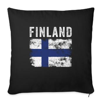 Drapeau finlandais en détresse - Drapeau finlandais - Housse de coussin décorative 45 x 45 cm - noir - Devant