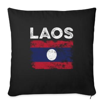 Drapeau du Laos en détresse - Drapeau du Laos - Housse de coussin décorative 45 x 45 cm - noir - Devant