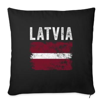 Drapeau letton en détresse - Drapeau letton - Housse de coussin décorative 45 x 45 cm - noir - Devant