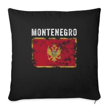 Monténégro Drapeau Vintage Drapeau monténégrin - Housse de coussin décorative 45 x 45 cm - noir - Devant