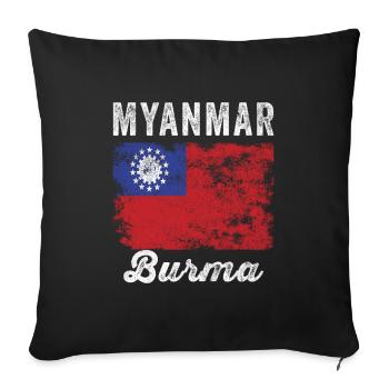Myanmar Flag Distressed - Burmese Flag - Sofa pillowcase 17,3'' x 17,3'' (45 x 45 cm) - black - Front