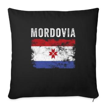 Mordovia Flag Distressed - Mordvin Flag - Sofa pillowcase 17,3'' x 17,3'' (45 x 45 cm) - black - Front