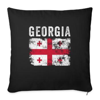 Drapeau géorgien en détresse - Drapeau géorgien - Housse de coussin décorative 45 x 45 cm - noir - Devant