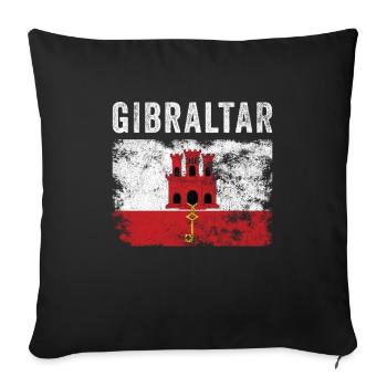 Gibraltar Flag Vintage Gibraltarian Flag - Housse de coussin décorative 45 x 45 cm - noir - Devant