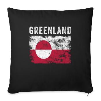 Groenland Drapeau Vintage Groenlander Flag - Housse de coussin décorative 45 x 45 cm - noir - Devant