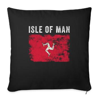 Drapeau de l’île de Man en détresse - Drapeau de Manx - Housse de coussin décorative 45 x 45 cm - noir - Devant