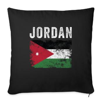Drapeau jordanien en détresse - Drapeau jordanien - Housse de coussin décorative 45 x 45 cm - noir - Devant