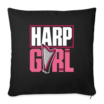 Joueur de harpe Femme Harpiste Harpe Fille - Housse de coussin décorative 45 x 45 cm - noir - Devant