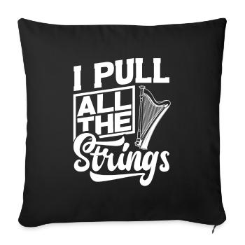 Joueur de harpe Harpiste Je tire toutes les cordes drôle - Housse de coussin décorative 45 x 45 cm - noir - Devant