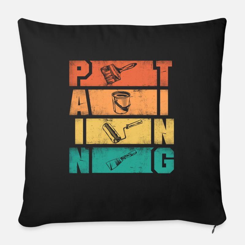 Painter Painting Silhouettes - Sofakissenbezug 45 x 45 cm - Schwarz